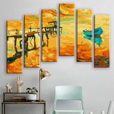 Painting by Numbers Nature Art Boat on The Lake 6 Panel